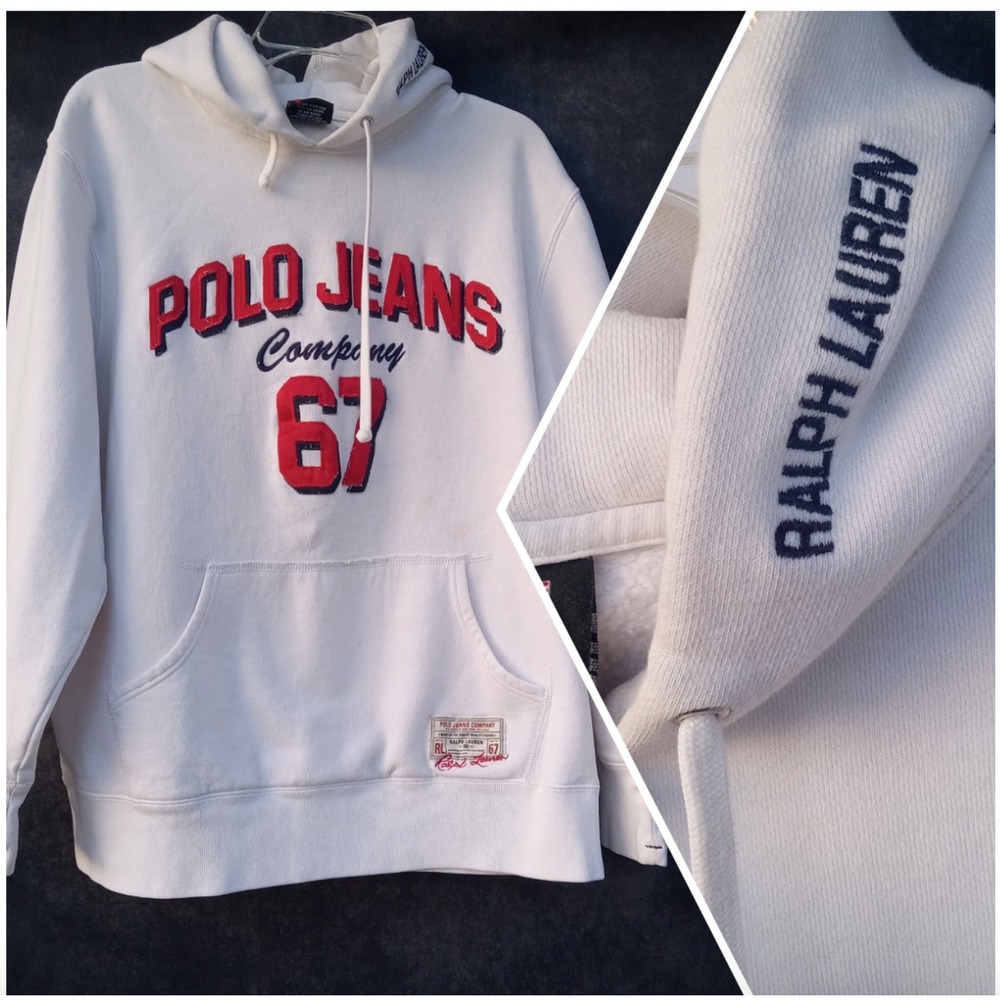 Polo Jeans Company Ralph Lauren Vintage USA Hoodie RL 67 Spellout Men's‎ Large